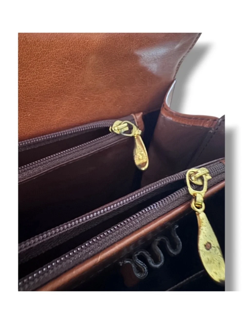 Vintage Genuine Crocodile Two-Tone Brown Top Handle Satchel Gold-Tone Hardware